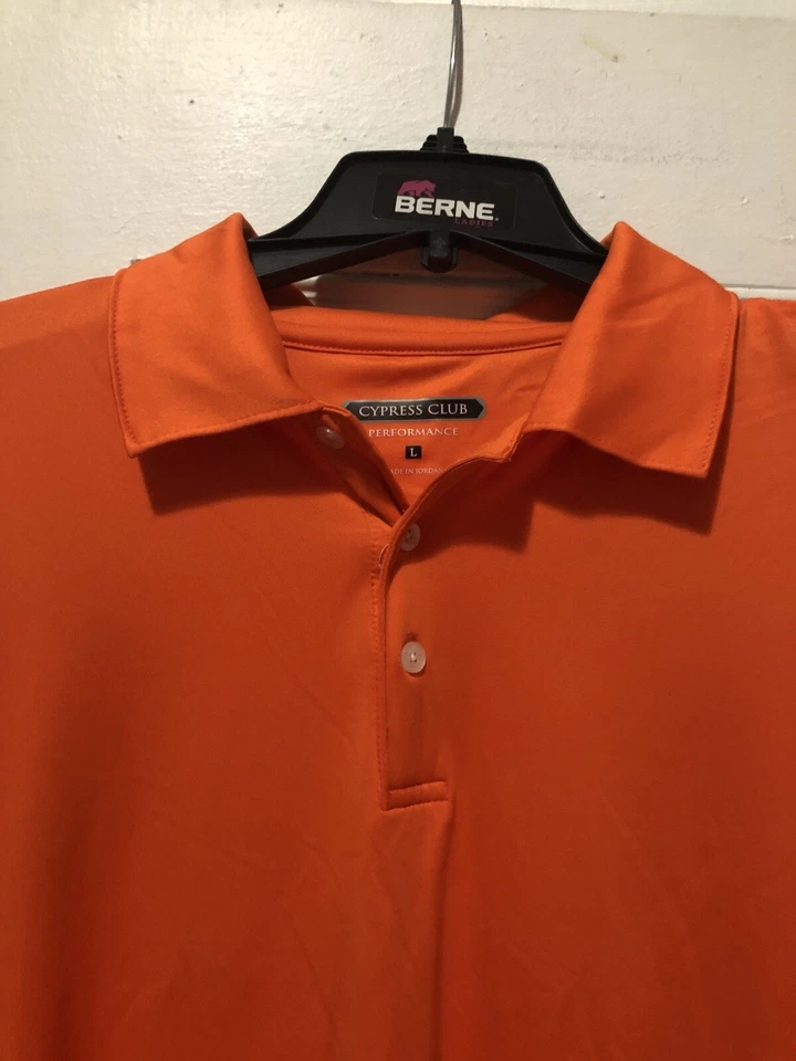 Cypress Club Collared Polo Performance Golf Shirt Mens Used Size L Orange - Image 2 of 4