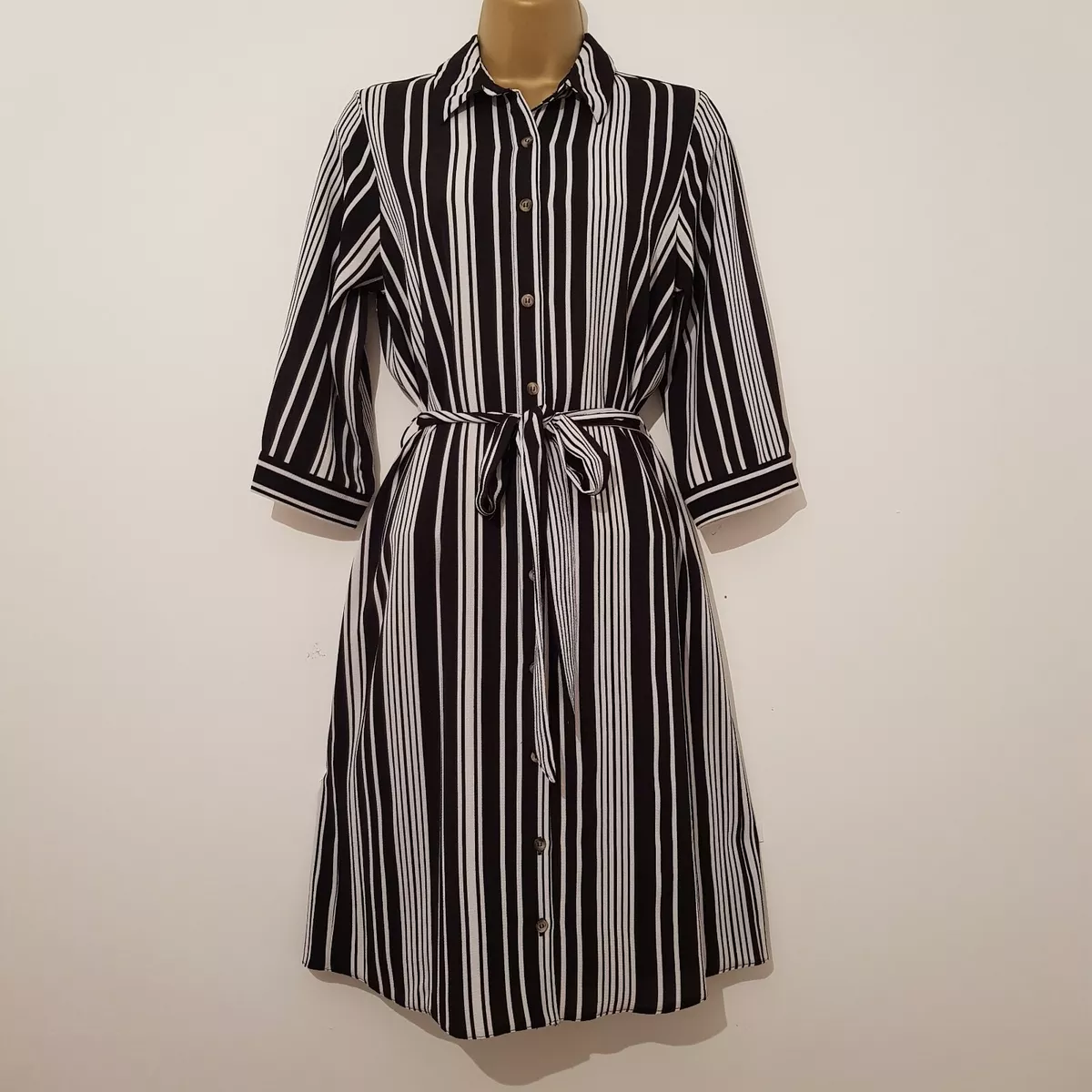NEW Ex Dorothy Perkins 12 16 Black White Striped Crepe
