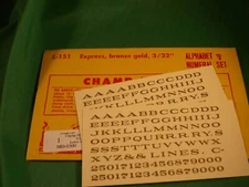 Champ Alphabet & Numeral Decals #L-151 Express, Bronze Gold, 3/32"