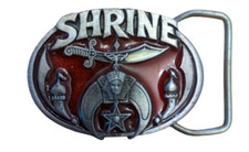 Vintage 1986 C J Red Enamel Shrine Belt Buckle Shriners Masonic CJ 1812 Small