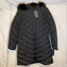 Women's Tommy Hilfiger Faux-Fur Trimmed Puffer Coat Size Large NWT