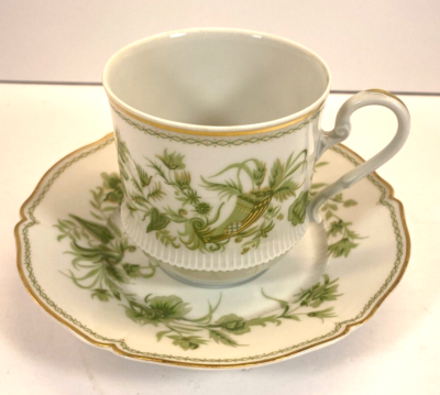 Vintage HAVILAND LIMOGES France Green Floral CARETTE Pattern Set
