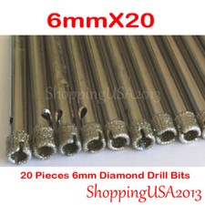 20 Pcs 6mm Diamond Drill Bits Hole Saw Cutter Tool Glass Granite Margle Ceramic