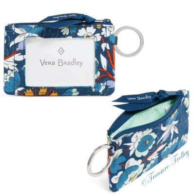 Vera Bradley NWT FLORAL BURSTS ZIP ID CASE Attached Key Ring Credit Cards $25