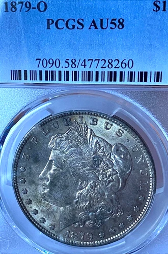 1879-O AU58 Dark/Gold Toning  PCGS New Orleans Mint Morgan Silver Dollar