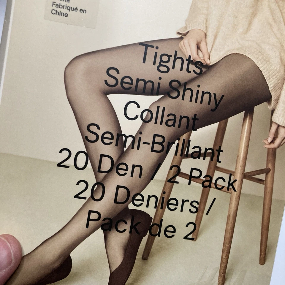 Nuevas Medias H&M Semi Brillantes Collar Semi-Brillantes Paquete de 20 Den/2, Negras Talla M Foto 3 de 4