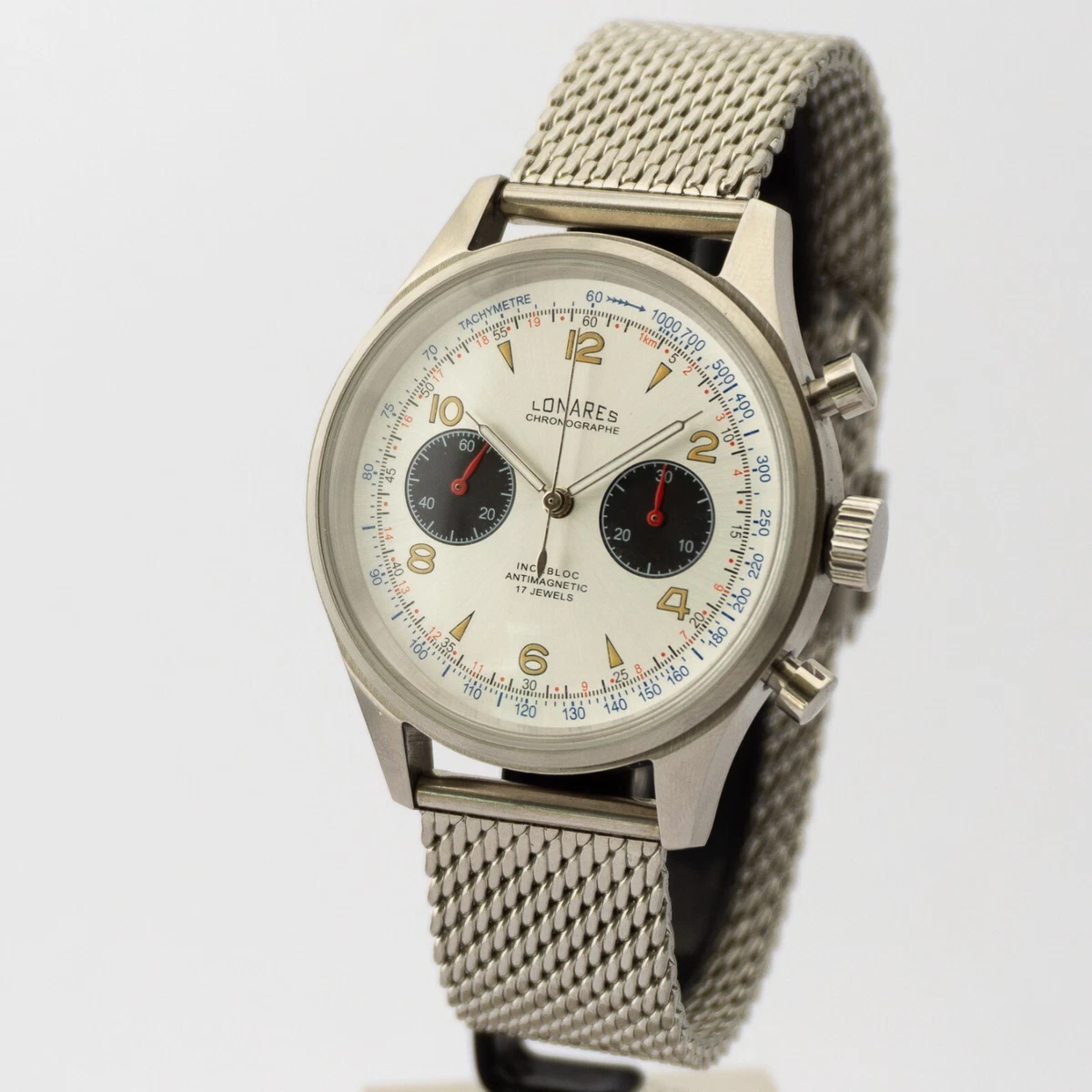 LANDERON CHRONOGRAPHE VINTAGE A REMONTAGE MANUEL SAPHIR ETANCHE 10 ATM