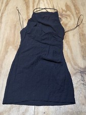 Zara A Line Strappy Mini Dress  Women M Black Knit Sleeveless  @M8
