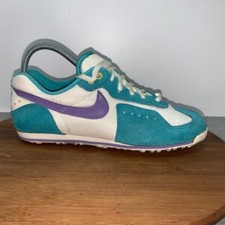 Vintage 1980s NIKE SC-E Women&rsquo;s Size 7 Cycling Shoes Teal White Purple Swoosh