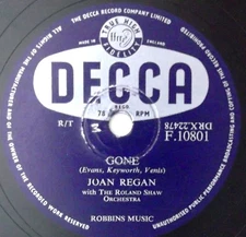 Joan Regan – Gone / Make Me A Child Again  10" Shellac 78rpm UK 1957 