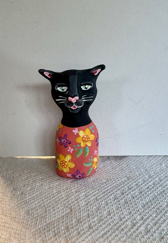 Cat Lover Gift Clay Sculpture Doll One Of A Kind Art Cat Collector Gift
