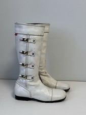 Stivali al ginocchio Archivio Miss Sixty in pelle verniciata invecchiata bianca taglia 40