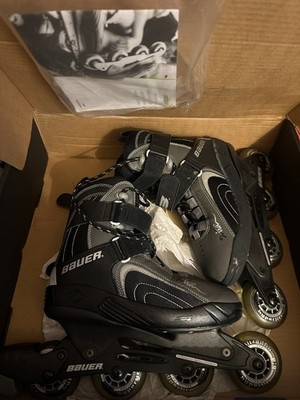 Bauer Xtra Inline Skates Roller Blades Black w/hyperlite wheels mens 7 womens 8