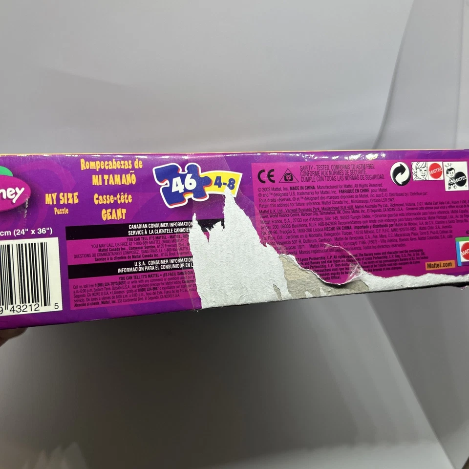 Vintage 2002 Mattel Barney Meu Tamanho 46 Pçs PISO Quebra-cabeça Completo GRANDE 3 PÉS DE ALTURA! - Imagem 3 de 4