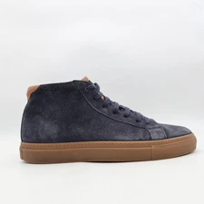 Brunello Cucinelli Trimmed Navy Suede Men's EU Size 44 High Top Trainer Sneakers