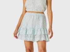 Lucky Brand Women's Printed Cotton Tiered Mini Skirt L New 79.50 7W92054