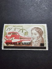 TIMBRE DJIBOUTI ALESSANDRO VOLTA TRAINS PA N°114 NEUF ** LUXE MNH 1977