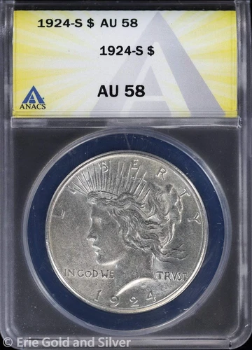 1924-S $1 Peace Silver Dollar ANACS AU 58