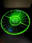 VTG MCM NEAT Depression Glass Divided  Relish Uranium Glow SERVING DISH