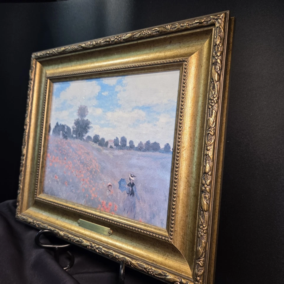 Amapolas Claude Monet enmarcadas óleo sobre lienzo reproducción 11 x 13 pulgadas Foto 3 de 4