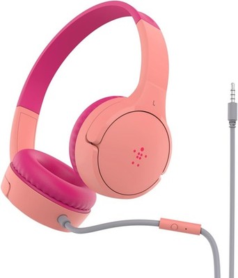 Belkin SoundForm Mini Kinder Kabelgebunden Kopfhörer mit Mikrofon | Rosa On-Ear Headset