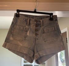 Vintage Levi's Women s Orange Tab Denim Jean Shorts Cuffed Bleached Size 28