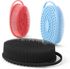Silicone Body Scrubber, Exfoliating Body Scrubber Silicone, 3Pack Soft Loofah Si