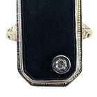 ESTATE 14K YELLOW & WHITE GOLD BLACK ONYX DIAMOND SIGNET RING SIZE 3.25 #7999 — photo 5