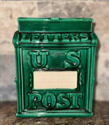 Unique Vintage Boris Buzan Green US Post/Letter Box Pottery Planter 6''x5'' 
