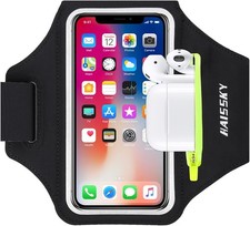 Running Armband with Earphone Bag Cell Phone Armband for iPhone 16 15 Pro 14 Plu