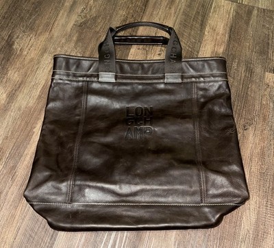 Longchamp Tote Travel Brown Bag RARE HTF Excellent Condition Top Handled Logo