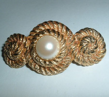 Kirks Folly Hair Barrette White Pearl in Golden Ropes NWT