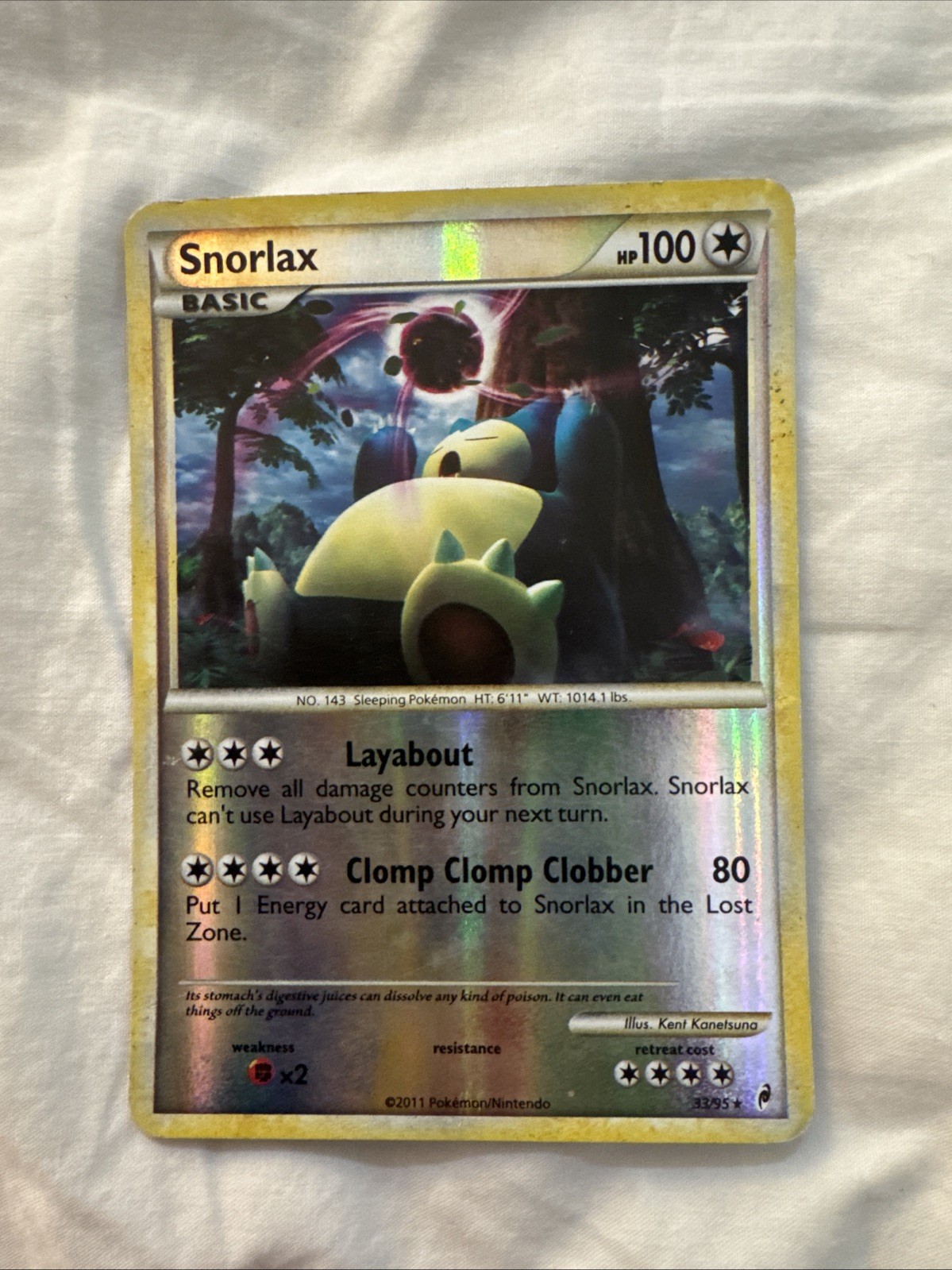 Pokemon Card - Snorlax Call of Legends 33/95 Reverse Holo Rare Lightly Played LP