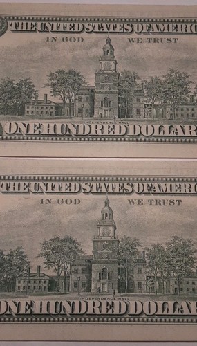 1974 $100 BILLS 2 Lot Sequential Serial Numbers Clean Crisp Authentic Currency - Picture 9 of 24
