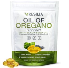 Resilia Softgels with Black Seed Oil 6000mg   Organic Oregano Oil Capsules fo...