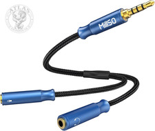 Millso Headphone Mic Splitter 3.5Mm Headset Adapter TRRS Male to 2 TRS Female N