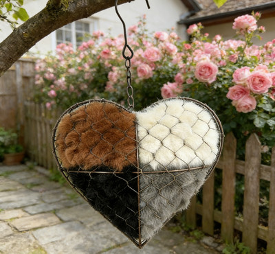 Minimalistischer Metall Vogel für für für NEST mit Herzumriss für Outdoor Ästhetik