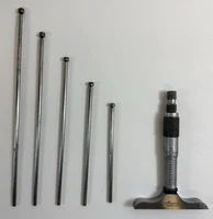 L.S. Starrett No. 445 Depth Micrometer w/ 5 Extension Rods USA
