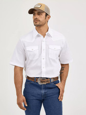 Men's Wrangler  Short Sleeve Solid Western Snap Sport Shirt - 71106WH White
