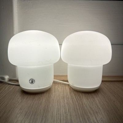 Paar Ikea Tokabo Milchglas Opalweiß Pilz Schreibtisch Nachttischlampe KLEIN