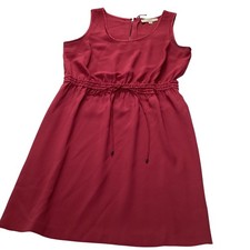 Ann Taylor LOFT Red Sleeveless Drawstring Waist Crepe Dress Size 6 314592