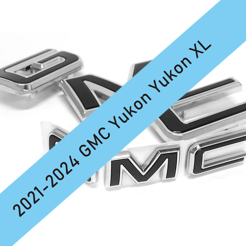 2Pcs Front Grille Rear Chrome Black Emblem Badges for 2021-2024 Yukon Yukon XL