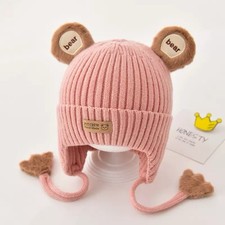 Baby Toddler Bear Ear Hat Winter Warm Knitted Skull Cap 6M-3Y