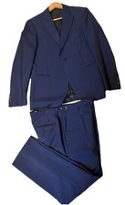 Reiss Mens Navy Blue Suit 40R 34W Wool Mohair Tailored Smart Formal Wedding Work