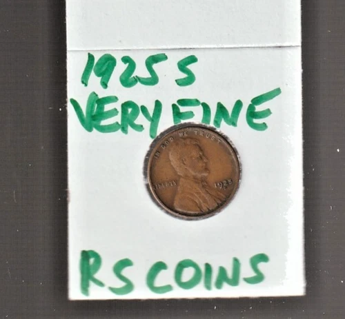1925S   VERY FINE   LINCOLN CENT   VERY FINE  1925S  /  RS COINS #27B  FREE SHIP