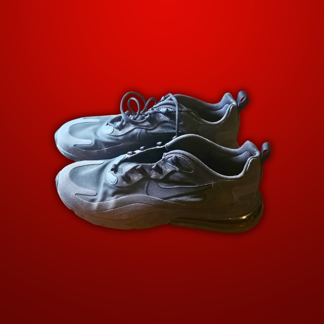 Used Black Nike Air Max 270 React Athletic Sneake… - image 2