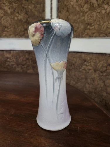 Antique Weller Etna Vase Art Pottery HandPainted Ceramic 8.5'' Multicolor Signed