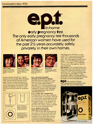 1979 e.p.t. Print Ad, Early Pregnancy Test 70's American Women Testimonials