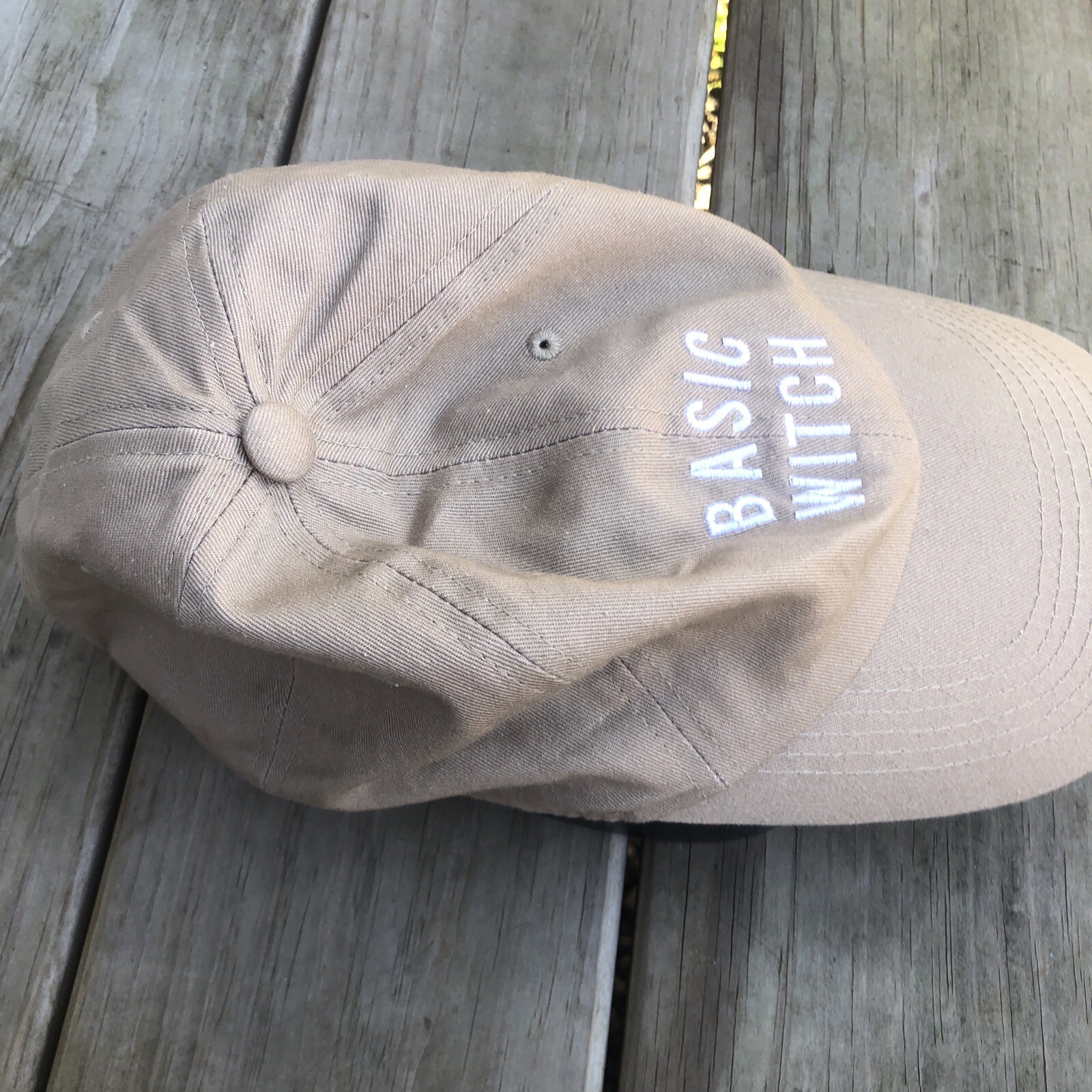 Basic Witch Embroidered tan Strapback Baseball Ha… - image 3