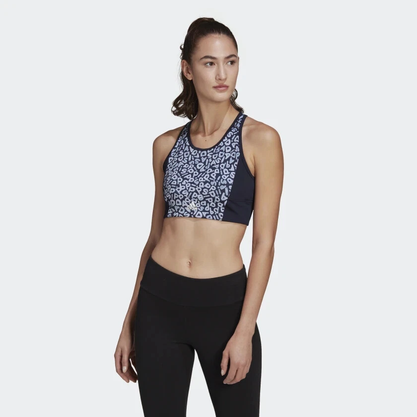 $30 ADIDAS FARM RIO AEROREADY 3-STRIPES SPORTS CROP TOP BRAS GS6338 BLUE  M/L/XL